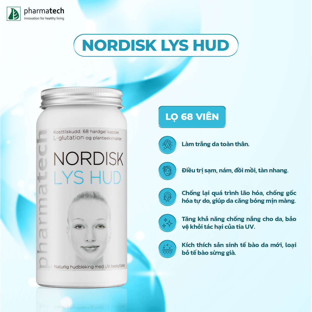 NORDISK LYS HUD – Viên uống hỗ trợ trắng da